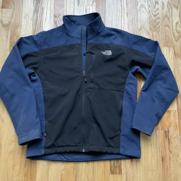 Men's The North Face TNF Black Navy Blue Fleece Lined Apex Zip Up Jacket Sz M